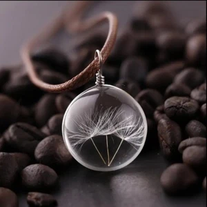 Flower Pendant Necklace Charm Natural Glass Transparent Lucky For Men & Women - Picture 1 of 4