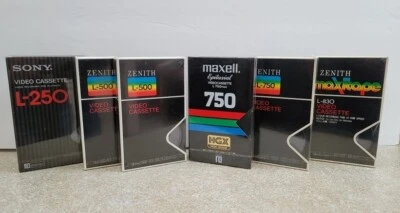 Beta Video Cassette Tapes 6 Sealed Sony Maxell & Zenith - Image 1 of 2