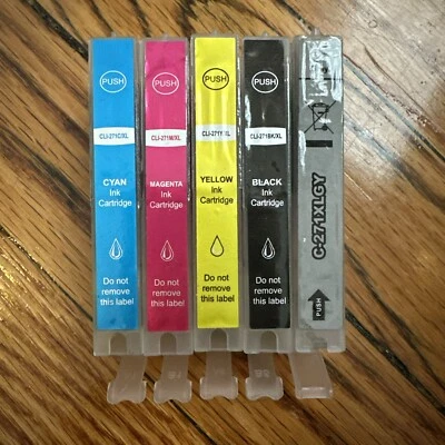 5 Empty Ink Cartridge for Canon CLI-271XL Cyan Magenta Yellow Black Gray - Image 1 of 4