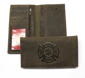 Feuerwehr Leder RFID Sicher Scheckbuch Abdeckung - Crazy Horse Leder - Bild 1 von 4