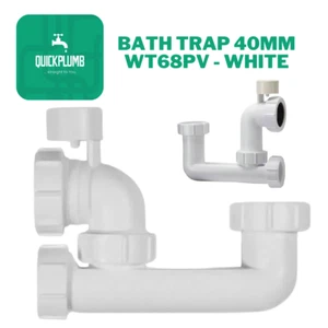 Polypipe 40mm Low Level Bath Trap Anti Syphon Overflow Access 75mm Seal WT68PV - Picture 1 of 6