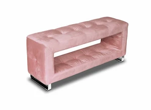 Thin storage bench old rose velvet. Durable construction 100 x 30 x 41 cm. - Picture 1 of 3