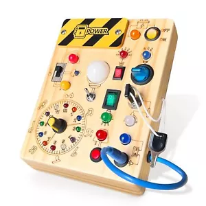 Busy Board,Montessori Toys for 1-3Years Old Wooden Toddler Toys Autism Sensory - Picture 1 of 12