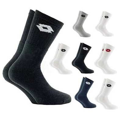 LOTTO 8 PAIA CALZE CORTE UOMO SPORT TENNIS SPUGNA COTONE BIANCO NERO GRIGIO BLU