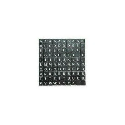 TILES BLACK/WHITE LETTERS FULL SET 100 PIECES -PLASTIC BLACK COLOURED - Image 1 of 4