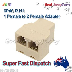 RJ11 6P4C Y 1 Female to 2 Female Adapter Divider Splitter Telephone Phone Fax - Zdjęcie 1 z 1