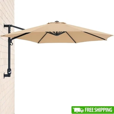 Sombrilla de patio de montaje en pared de 10 pies para exterior colgante sombrilla manivela jardín balcón nueva Foto 1 de 4