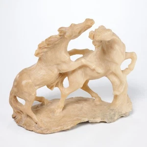 Vintage Chinese Carved White Soapstone Horse Horses Figurine Statue - Picture 1 of 6