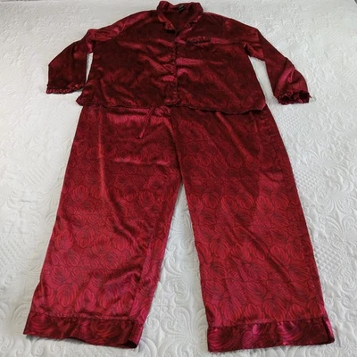 Secret сокровища женщина пижамы гостиной комплект 3XL рубиновый красный черный геометрический атласный EUC - Изображение 1 из 4