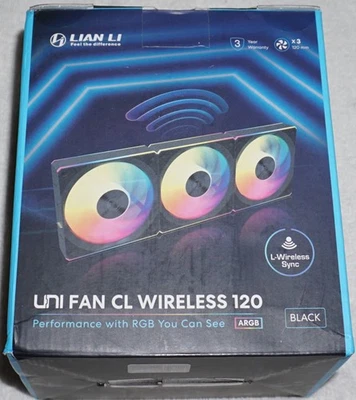 Lian Li UNI Fan CL120 ARGB 120mm PWM Fans - Triple Pack - 2.4 GHz Wireless NEW - Image 1 of 4