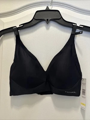 Sujetador Tahari Corte Láser Negro Medio Acolchado Inalámbrico Bralette Nuevo con Etiquetas M Foto 1 de 4