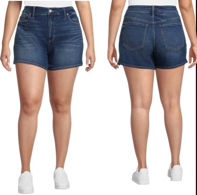 Pantalones Cortos Azul Denim Elástico Terra & Sky 54% Algodón Talla 24W #365 Foto 1 de 4