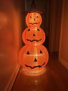 3.9' Lighted Pop Up Pumpkin Stack Halloween Decor New! - Picture 1 of 2