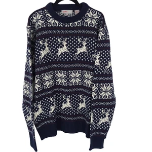 VINTAGE Astor One ROT WEISS & BLAU Skipullover Rentier Urlaub Schneeflocken XL - Bild 1 von 14