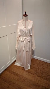 Vintage Victoria Secret Gold Label M/L Ivory Satin Robe Nightgown Set Wedding  - Picture 1 of 9
