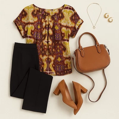 Blusa feminina Essentials by Milano média multicolorida abstrata estampa Ikat - Imagem 1 de 4