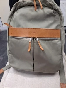 KNOMO Beauchamp Laptop Backpack Sage Green With Tan Leather Trim Good Condition - Picture 1 of 14