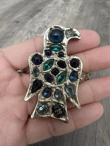 CHANEL Silver eagle cuff bracelet gripoix Robert Goossens Blue green Mosaic - Picture 1 of 12