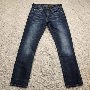 American Eagle Mens Slim Straight Jeans Whiskered Faded Grunge Skater Y2K 26x28 - Picture 1 of 14