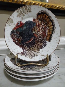 Williams Sonoma Clásico Plymouth Pavo Postre Juego de 4 Platos Acción de Gracias Nuevo - Imagen 1 de 7