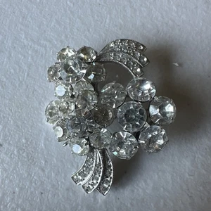 Broche de hielo Eisenberg vintage estrás tono plata firmado - Imagen 1 de 7