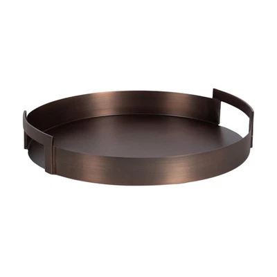 Myo Transitional Metal Round Tray; 15 Inch Diameter; Bronze; Modern Glam Circ... - Image 1 of 4
