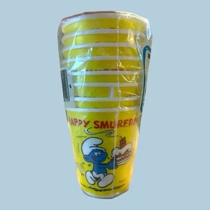 Vintage 1982 Unique Smurfs Hot or Cold 8 Birthday Cups Rare 7oz Sealed NOS - Bild 1 von 6