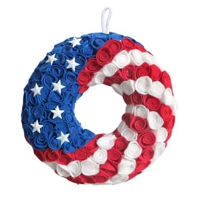 Bibelot 14inch Artificial 4th of July Wreaths Felt Roses Patriotic Americana  - Image 1 of 4