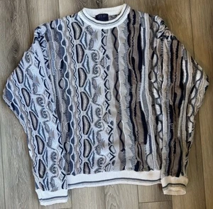 VTG 90S OLD GLORY COOGI STYLE BIGGIE 3D TEXTURED KNIT MULTICOLOR USA M - Picture 1 of 7