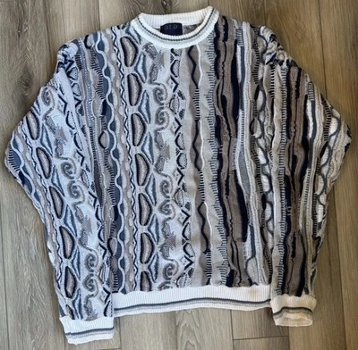 VTG 90S OLD GLORY COOGI STYLE BIGGIE 3D TEXTURED KNIT MULTICOLOR USA M - Image 1 of 4