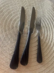 Fiesta Cobalt Blue Silverware Lot Swirl Pattern Color  Knife Salad Fork - Picture 1 of 3