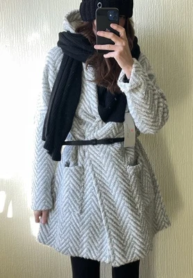 Roberto Collina Coat leather belt Tweed with hood and pockets Size 12 L - Image 1 of 4