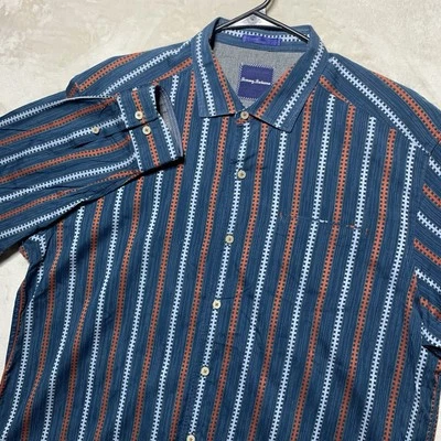 Camisa Vaquera Tommy Bahama Space Dye Para Hombre XL Azteca Occidental Rayas T39351 Foto 1 de 4