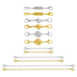 12Pcs Magnetic Jewelry Clasps Necklace Extenders Chain Lobster Clasp Silver/Gold - Picture 1 of 5