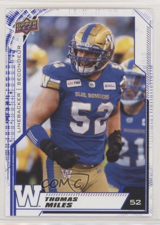 2020 Upper Deck CFL Blue Thomas Miles #124 - Image 1 of 2