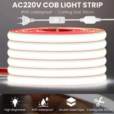 Neon COB LED Streifen 220V 230V Selbstklebend Strip Lichtband Lichtschlauch IP67 - Bild 1 von 4