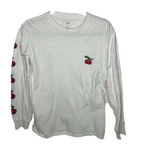 Vans Women’s White Cherry Long Sleeve T-shirt size Small Skater - Picture 1 of 6