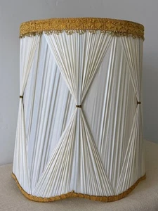 Hollywood Regency Pinch Pleat Drum Lamp Shade with Gold Braid Trim 18”H - Picture 1 of 10