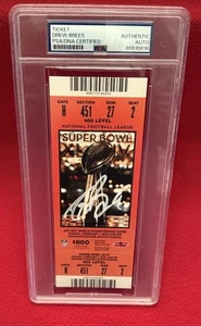DREW BREES SAINTS Signed Super Bowl XLIV ORANGE Full Ticket Stub PSA 85510418 - Picture 1 of 2