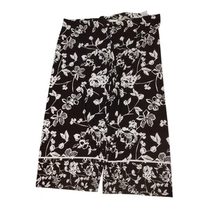 Susan Graver Damenhose Größe 3X schwarz weiß Blumenmuster weites Bein - Bild 1 von 8