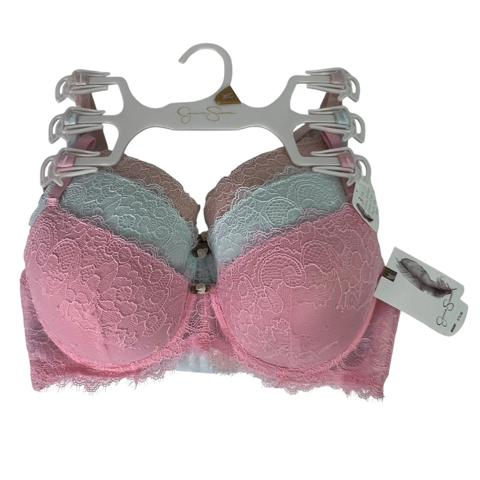 Sutiã Jessica Simpson Ultra Flirty Demi Cup Push Up Tamanho 36C Pkg/3 Várias Cores - Imagem 1 de 4