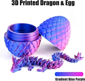 3D Printed Dragon in Egg Crystal Dragon Full Articulated Dragon Colourful Decor - Picture 1 of 47