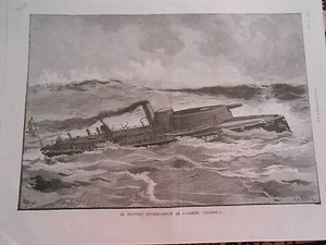 Gravure 1886 - Le Bateau Canon - Le Gabriel Charmes - Foto 1 di 1