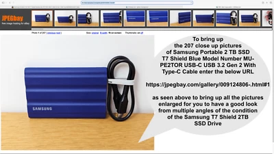 Samsung Portable 2 TB SSD T7 Shield Blue Model Number MU-PE2TOR USB-C USB 3.2 Ge - Image 1 of 4