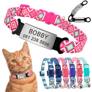 Safety Quick Release Breakaway Kitten Pet Cat Collar & Slide On Tag Anti-lost