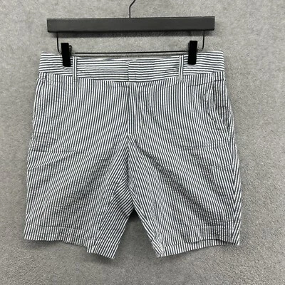 Pantalones Cortos Cynthia Rowley Para Mujer Talla 4 Azul Rayas Frente Plano Chino Seersucker Foto 1 de 4