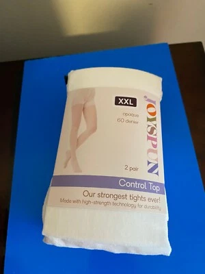 NEW WOMEN'S SIZE XXL JOYSPUN 2 PACK WHITE /CHINO OPAQUE TIGHTS 60 DENIER - Image 1 of 4