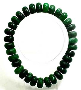 Bracciale perline cordoncino elastico pietre preziose giada verde malachite PGBRD24 - Foto 1 di 3