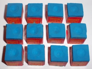 12 piezas de billar vintage del torneo nacional tiza, taco de piscina azul tizas EE. UU. - Imagen 1 de 6