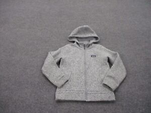Patagonia Jacket Boys M 10 Gray Fleece Better Sweater Logo Hooded Jumper Youth